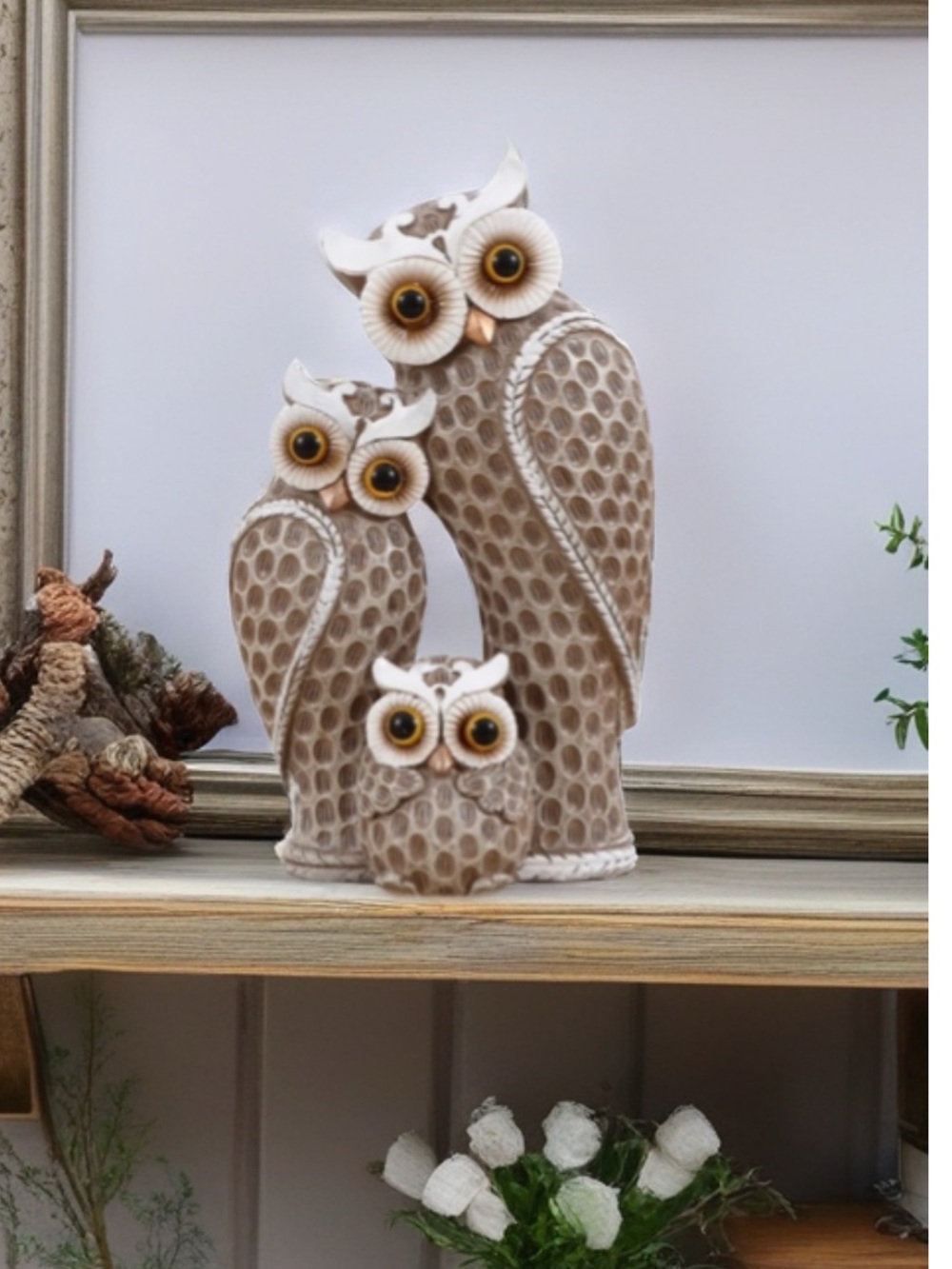 Resign Owl Family Figurine - Picture 3 of 12